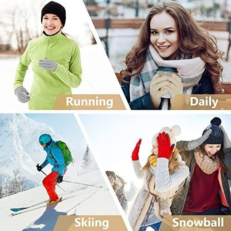 4 Pairs Womens Gloves for Cold Weather, Christmas Gifts Black, Red, Grey,Beige