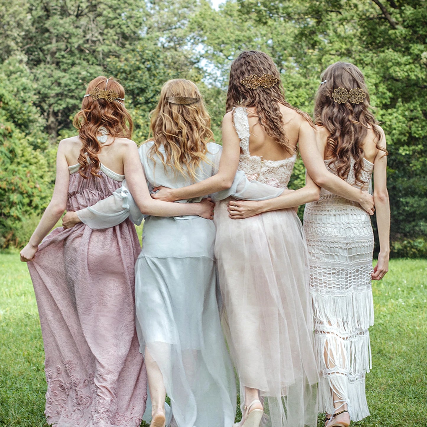 8Pcs Vintage Metal Hair Clips, Bronze Retro French Barrettes, Geometric Hollow Hair Pins for Women Girls, Hair Styling Accessories