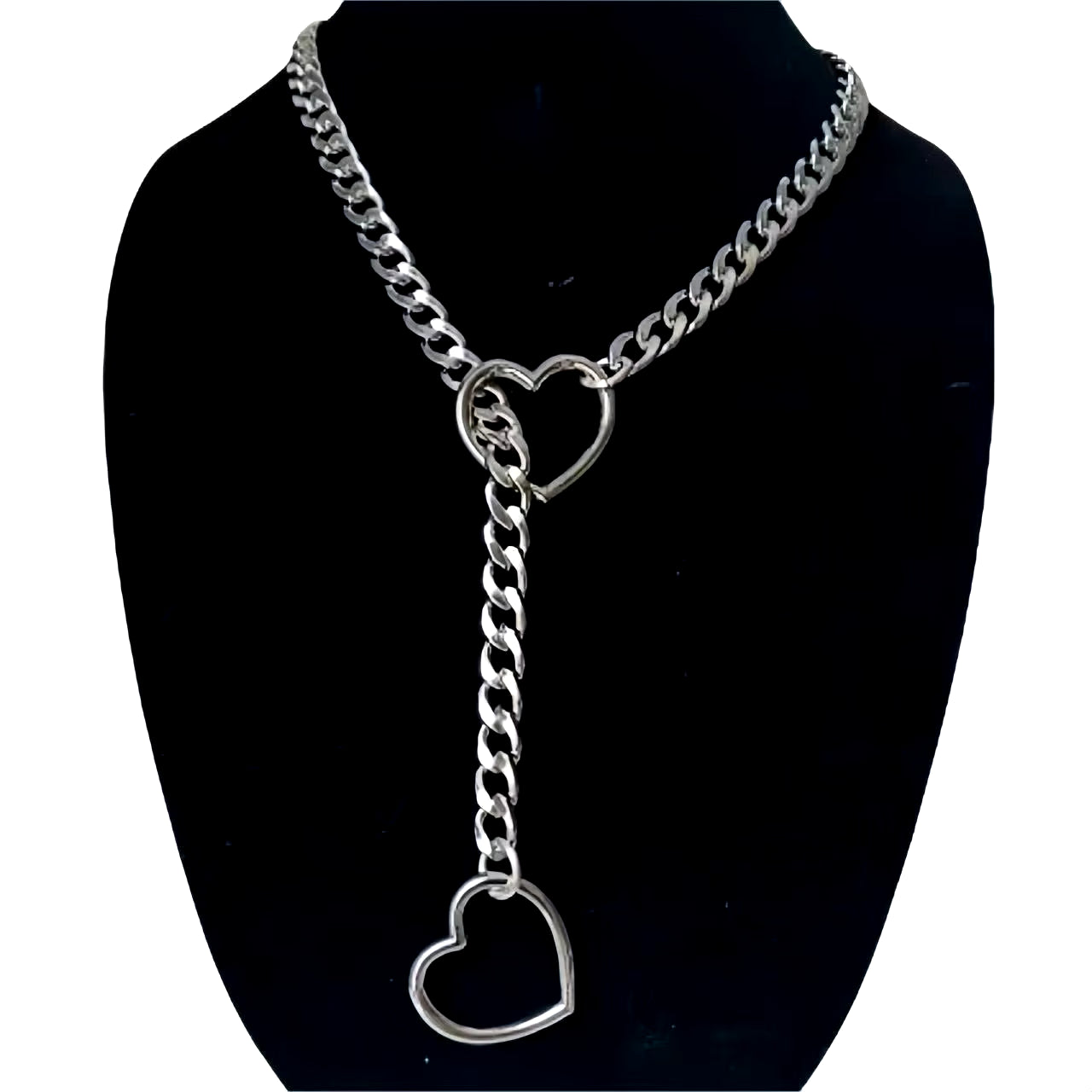 Womens Slip Chain Necklace Heart O-Ring Punk Rock Cuban Long Necklace Jewelry Adjustable Lariat Y-Necklace Heart Locker with Key