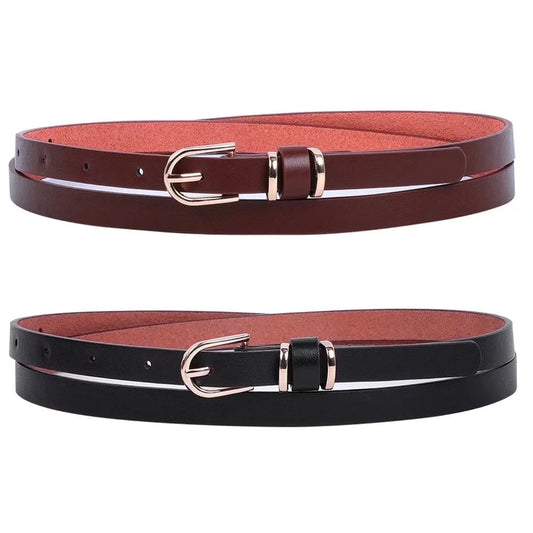 Women'S Skinny Leather Belt Thin Waist Belts for Pants Jeans Dresses